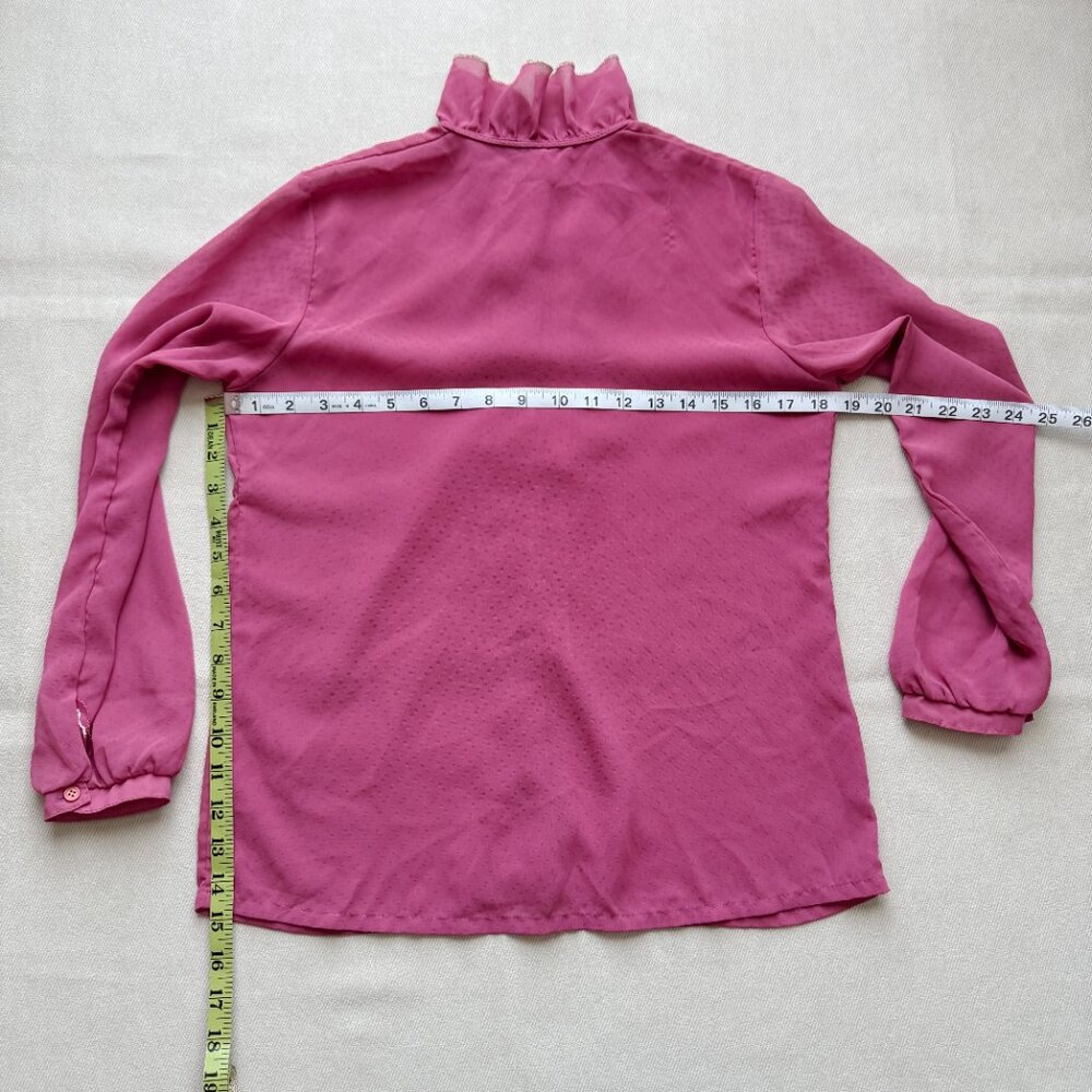Pink Ruffle Sheer Vintage Blouse - Picture 16 of 16